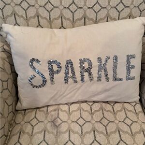 White Pillow with Silver Sequin 'Sparkle' Design